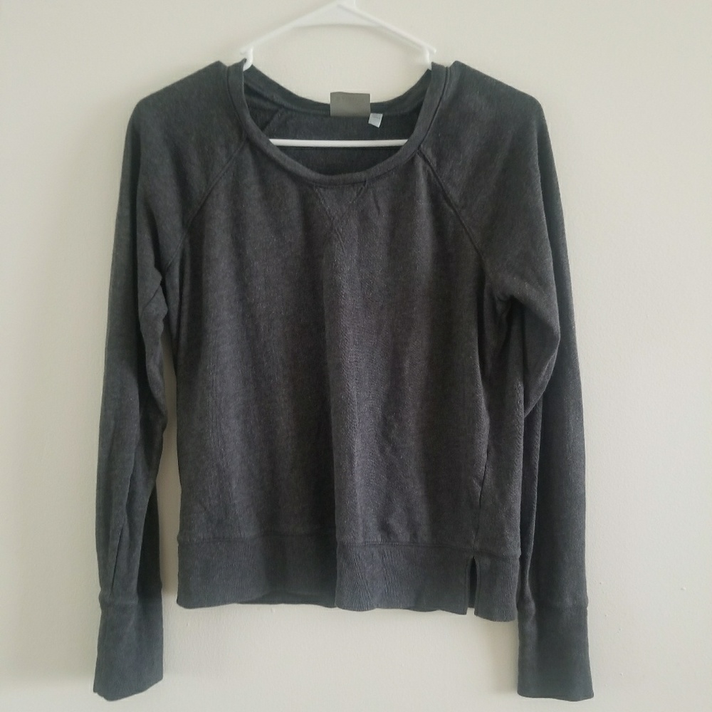 Athleta No Rush Crew Sweatshirt Charcoal Heather